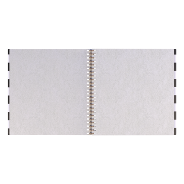 Boş bir spiral kaplı defter sayfalarını açıyor, notlar, çizimler ya da yaratıcı fikirler için hazır..