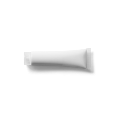 Basit bir beyaz tüp, muhtemelen kozmetik veya cilt ürünleri için, minimalist tasarımı vurguluyor.