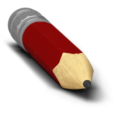 Keskinleştirilmiş uçlu kırmızı bir kalem. Yazmak ya da çizmek için tasarlanmış..