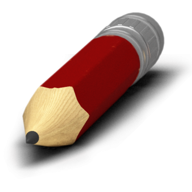 Keskinleştirilmiş uçlu kırmızı bir kalem. Yazmak ya da çizmek için tasarlanmış..