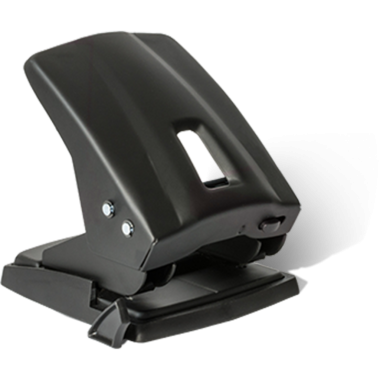 Kâğıtları etkili bir şekilde birleştirmek için tasarlanmış siyah bir zımba..