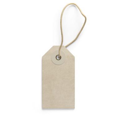 Boş, açık renkli bir etiket ve genellikle etiketleme veya fiyatlandırma için kullanılan bir dizgi.