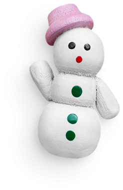 Pembe şapkalı ve renkli düğmelerle süslenmiş neşeli bir kardan adam. Kış şenlikleri için mükemmel..