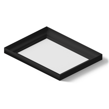 Beyaz içiçe sahip basit bir siyah tepsi, eşyalar servis etmek veya düzenlemek için uygun.