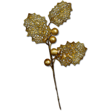 Karmaşık yapraklar ve böğürtlenlerle dekoratif bir altın kutsal dal, şenlik için ideal..