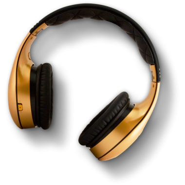 Ses zevki ve konfor için tasarlanmış bir çift şık altın kulaklık..