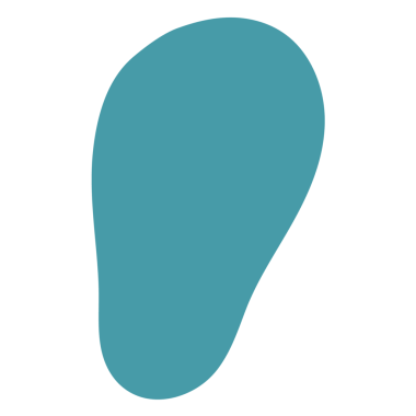 Gök mavisi renginde basit, soyut bir şekil. Damla ya da damlaya benziyor..