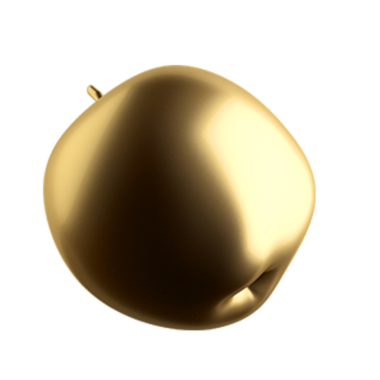 Hoş bir 3 boyutlu şekil konsepti. Sade arka planda izole edilmiş altın elma, tasarım elementinize uygun..