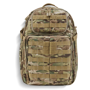Açık hava aktiviteleri ve askeri kullanım için tasarlanmış kamuflaj desenli bir taktik sırt çantası..