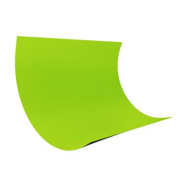 Şekil verilmiş bir yaprak ya da kağıda benzeyen kıvrımlı yeşil bir şekil..