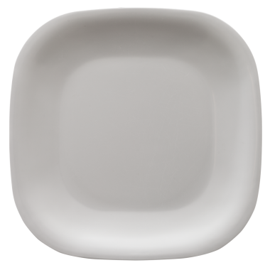 Yemek servisi için uygun sade, kare beyaz bir tabak..