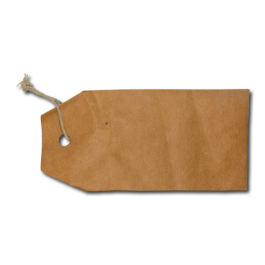 Boş kahverengi bir kağıt etiket, delik ve dize, genellikle etiketleme veya fiyatlandırma için kullanılır.