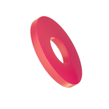 Parlak, pembe bir torus şekli, muhtemelen modern bir tasarım öğesini ya da soyut bir kavramı temsil ediyor..