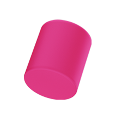 Canlı pembe silindirik bir nesne, muhtemelen bir kap veya dekoratif bir parça, pürüzsüz bir kaplama sergiliyor..