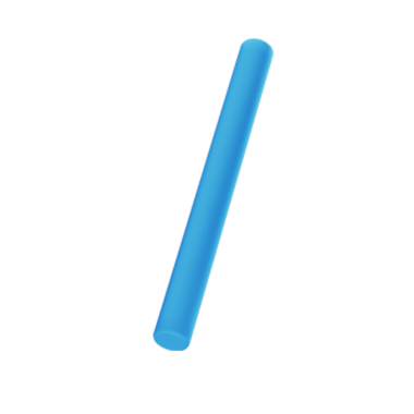 Basit mavi silindirik bir nesne, muhtemelen bir oyuncak ya da köpük çubuk, boş zaman aktiviteleri ya da oyunlar için tasarlanmış..