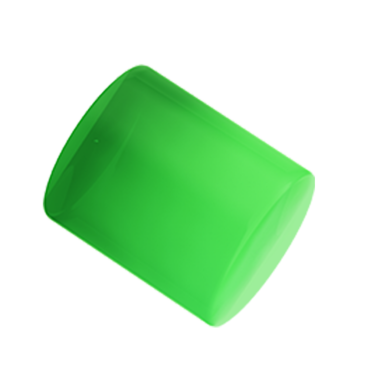 Şeffaf yeşil silindirik bir nesne, muhtemelen basit bir tasarımı gösteren bir kap ya da kap..