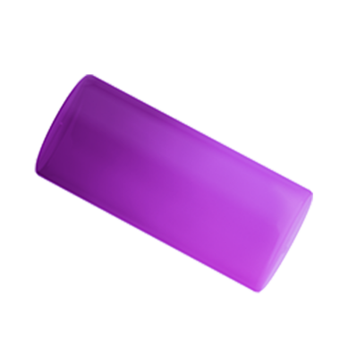 Bir şeffaf mor silindir, potansiyel olarak depolama için ya da dekoratif bir nesne olarak kullanılır.