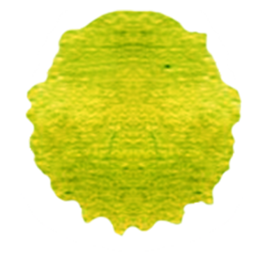 Yaprağa ya da organik forma benzeyen desenli, yeşil, soyut bir şekil..