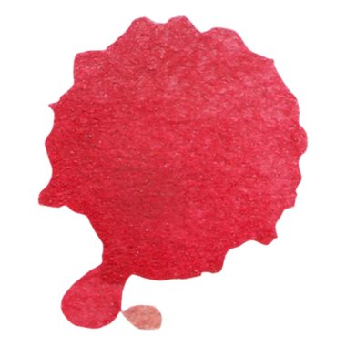 Bir sıçrama veya lekeyi andıran canlı kırmızı dairesel bir şekil..