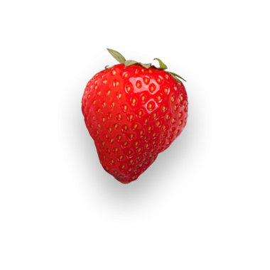 Yeşil yapraklı canlı kırmızı bir çilek, sulu dokusunu ve tazeliğini sergiliyor..