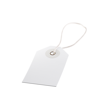 Ürünleri veya ögeleri etiketlemek için kullanılan boş bir beyaz etiket.