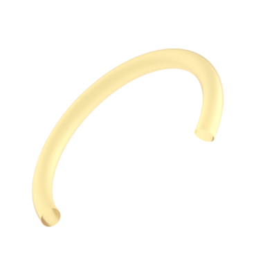 Basit, kıvrımlı, sarı bir nesne, kancaya ya da sapa benzer..