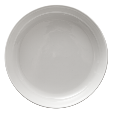 Yukarıdan bakıldığında, yemek servisi için uygun ya da içeriği barındıran sade beyaz bir kase..