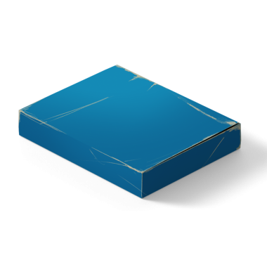 Mavi, hafif hasarlı bir kutu, muhtemelen ambalaj ya da depolama amaçlı..