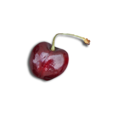 Yeşil saplı, parlak kırmızı bir kiraz..