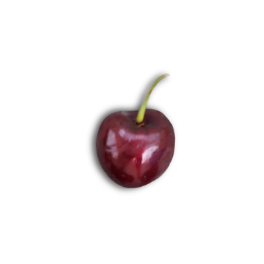 Yeşil saplı tek bir kırmızı kiraz..