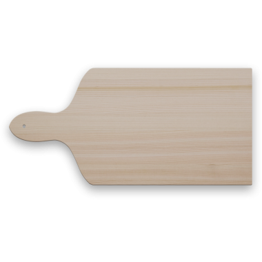 Yemek hazırlamak ve servis etmek için tasarlanmış saplı tahta bir tahta..