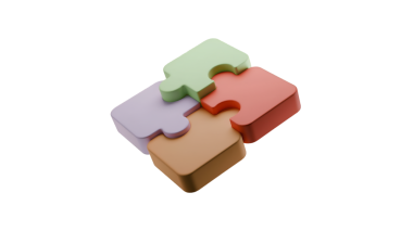 Bir grup renkli üç boyutlu yapboz parçaları bir araya getirilmiş. Her parça farklı bir parlak renge sahip, çeşitliliği ve birliği sembolize ediyor, işbirliği ve problem çözme kavramları için ideal..