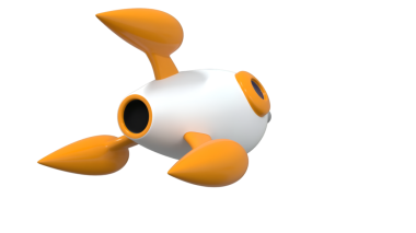 Mavi gövdeli, kırmızı yüzgeçli ve sarı alevli üç boyutlu renkli bir roket oyuncağı. Bu eğlenceli tasarım çocuk oyuncakları ve uzay temalı eğitim malzemeleri için mükemmeldir..