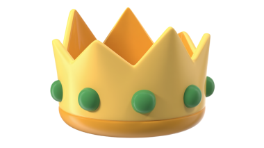 Yeşil aksanlı canlı sarı bir çizgi film tacı, çocuk çizimleri ya da eğlenceli tasarımlar için mükemmel. Taç, basit ve cesur renkleriyle göze çarpar..