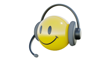 Kulaklık takan parlak sarı bir gülen surat, iletişimi, müşteri hizmetlerini ve desteği simgeliyor. Neşeli ifade pozitifliği ve dostluğu ifade eder, yardım ve etkileşimi göstermek için mükemmeldir..