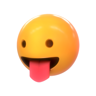 Üç boyutlu bir emoji, neşeli bir ifade, dili dışarı çıkmış ve gözleri kapalı. Sarı yüz, neşeli ve muziplik hissi veriyor. Neşeli ve mizahi duyguları göstermek için mükemmel..