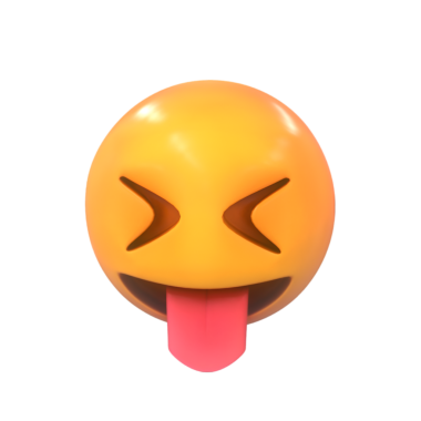 Üç boyutlu bir emoji, neşeli bir ifade, dili dışarı çıkmış ve gözleri kapalı. Sarı yüz, neşeli ve muziplik hissi veriyor. Neşeli ve mizahi duyguları göstermek için mükemmel..