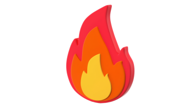 Kırmızı, turuncu ve sarı renkli parlak renkli çizgi film alev ikonu. Alev biçimlendirilir ve dijital ortamda, grafik tasarımında veya uygulama simgelerinde kullanılmak üzere tasarlanır.