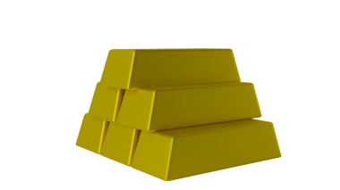 Yukarıdan görünen bir yığın sarı altın. Bu tepeden tırnağa perspektif değerli metallerin değerini vurgular ve finansal ve ekonomik bağlamlarda kullanmak için mükemmeldir.