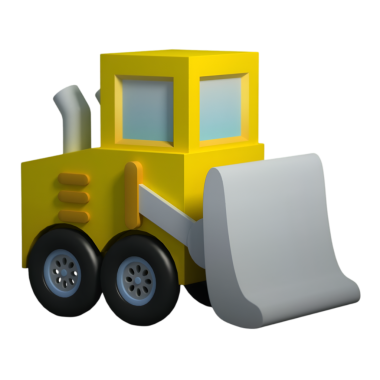 Çizgi film tarzı sarı buldozerin dikiz aynası. İnşaat, mühendislik ve ağır makine temalı projeler için mükemmel..