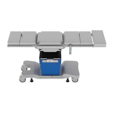 Cerrahi ortamlarda kullanılan gelişmiş bir ameliyat masasının yüksek kaliteli görüntüsü. Sağlık hizmetleri bağlamında temel cerrahi ekipmanların çizimi için uygundur.