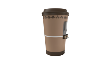 Sıcak içecek servisi için tasarlanmış stilize bir kahve fincanı..