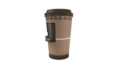 İçecek servisi için tasarlanmış dekoratif bantlı stilize bir kahve fincanı..