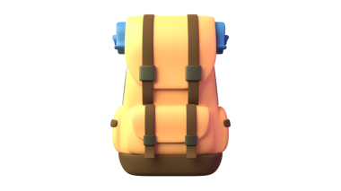 Açık hava maceraları için ideal, kayışlı ve sarılı renkli bir sırt çantası..