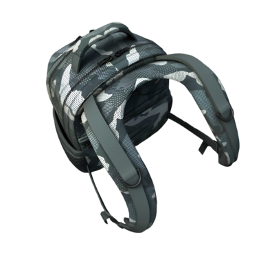 Kişisel eşyaları rahatça taşımak için tasarlanmış kamuflaj desenli şık bir sırt çantası..