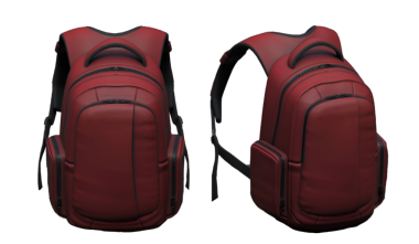 Modern tasarım ve işlevsellik içeren bir çift şık kırmızı sırt çantası..