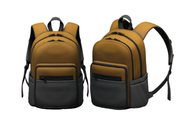 Pratik kullanım için birden fazla bölmesi olan iki renkli şık bir sırt çantası..