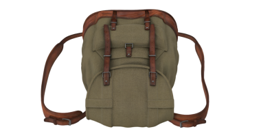 Kumaş gövdeli, deri kayışlı şık bir sırt çantası. Seyahat ve açık hava aktiviteleri için ideal..