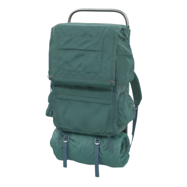 Bu deniz mavisi yürüyüş çantasının yanında uyku tulumu da var. Dışarıya çıkmak için birebir. Dayanıklı yapısı ve birden fazla kompartımanı pratik ve konfor sunar.