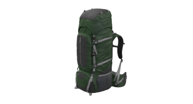 Açık hava meraklıları için tasarlanmış yeşil ve siyah bir sırt çantası, yastıklı destek ve birden fazla bölme içeriyor. Uzun yürüyüşler ve dayanıklı malzemelerden yapılan kamp gezileri için ideal.